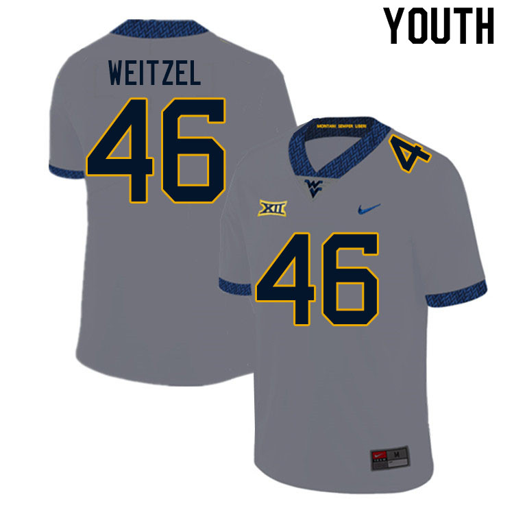 NCAA Youth Trace Weitzel West Virginia Mountaineers Gray #46 Nike Stitched Football College Authentic Jersey LB23I46JN